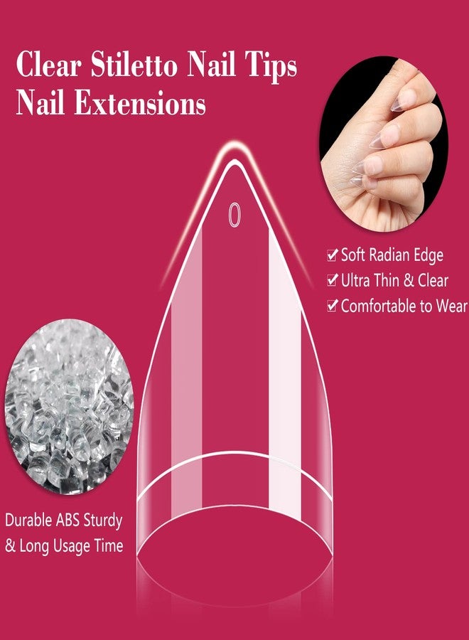 LIONVISON 500PCS Short Stiletto Nail Tips for Acrylic Nails Professional, Extra Short Clear False Nails French Tips Artificial Nail Extension for Manicure Nail Salon Supplies DIY Home,10 Sizes - Image 3